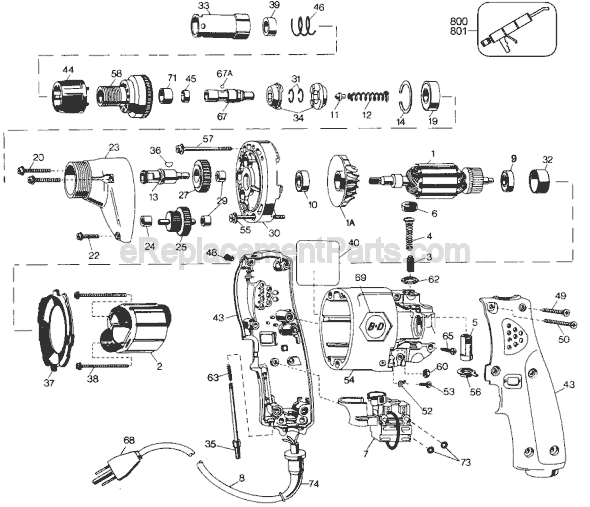 Page A Diagram and Parts List for 2059-09 Type 3 Black and Decker Electric Drill